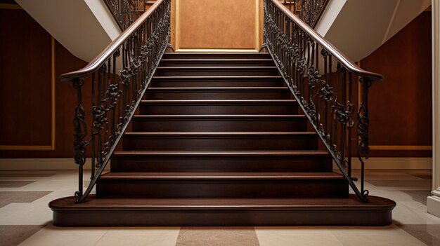 Ein Foto einer sorgfältig gereinigten Treppe mit staubfreien Geländer und gereinigten Stufen