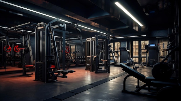 Foto ein foto einer turnhalle mit modernen trainingsgeräten