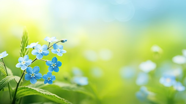 Ein Foto einer zarten blauen Forgetmenot-Blumen mit weichem grünem Hintergrund