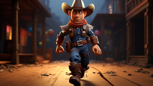 Ein Foto eines 3D-Charakters in einem Cowboy-Hut