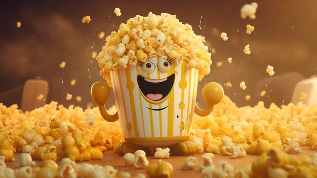 Ein Foto eines 3D-Charakters mit einer Popcorn-Maschine