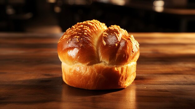 Ein Foto eines Brioche-Brötchens mit einer goldenen Kruste