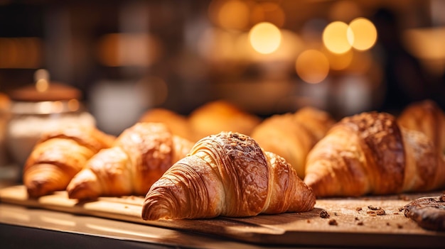 Ein Foto eines Cafés mit frisch gebackenen Croissants und Gebäck