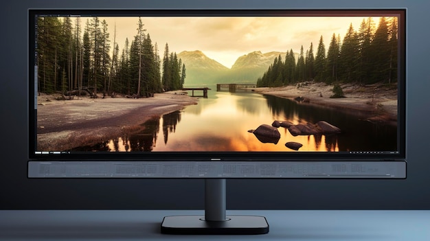 Foto ein foto eines computermonitors mit einem dual-display