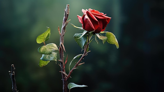 Foto ein foto eines dornigen rosenstamms im gartenhintergrund