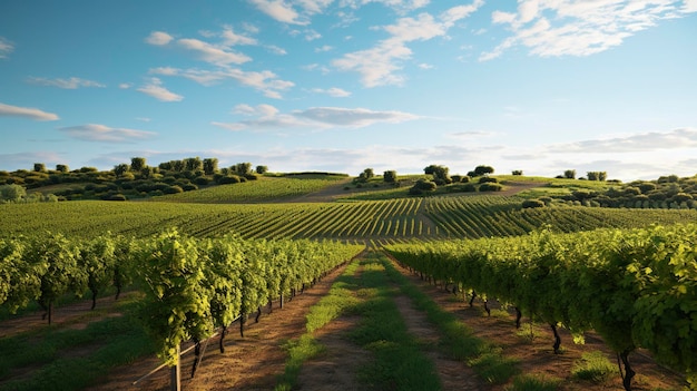 Ein Foto eines friedlichen Weinbergs auf dem Land