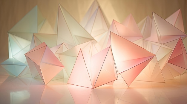 Ein Foto eines geometrischen Origami-Skulpturpapierhintergrunds