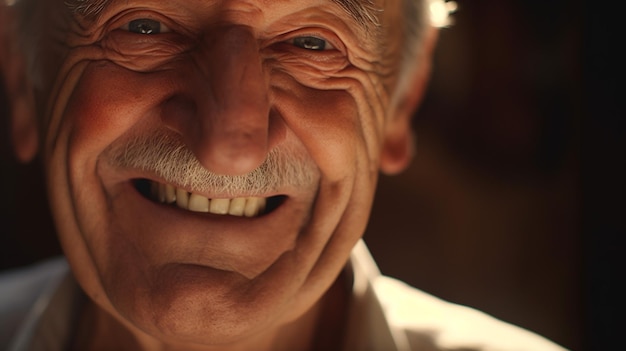 Ein Foto eines Großvaters, der wunderschön und aufrichtig lächelt