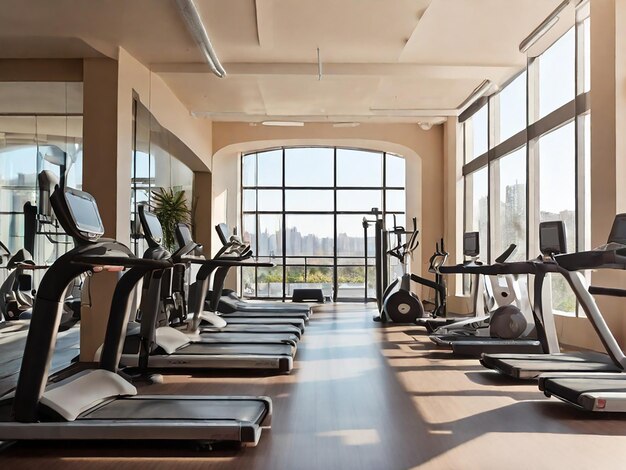 ein Foto eines Innenraums eines modernen Fitness-Center-Gym-Clubs