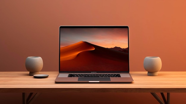 Ein Foto eines minimalistischen Desktops mit einem Laptop