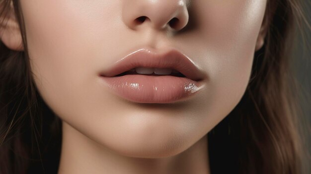 Foto ein foto eines minimalistischen lippenrings auf der lippe eines models