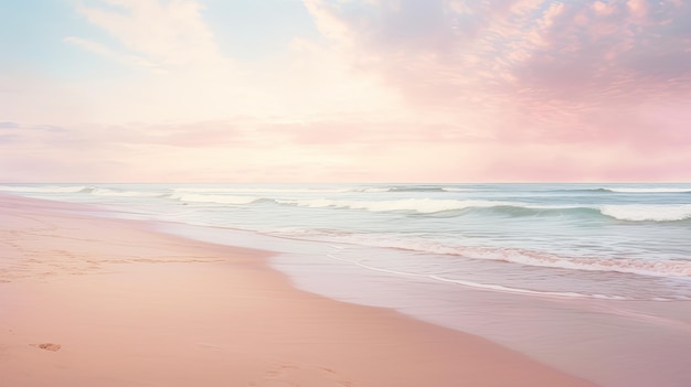 Ein Foto eines nebligen Strandes mit bewölktem Himmel