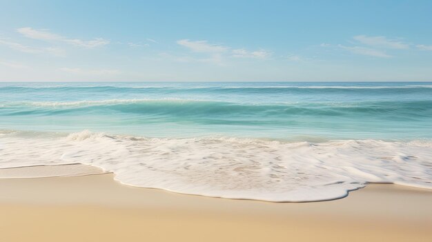 Ein Foto eines ruhigen Ozeans mit Sandstrand