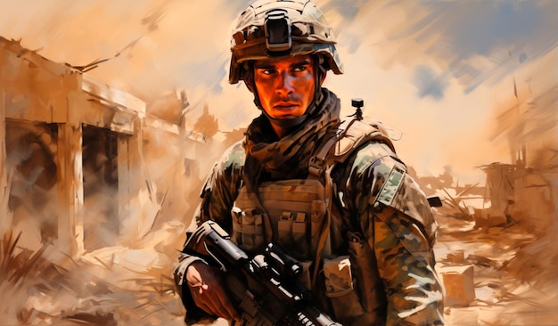 ein Foto eines Soldaten in Uniform
