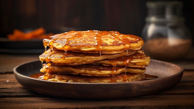 Ein Foto eines Stapels Süßkartoffelpfannkuchen