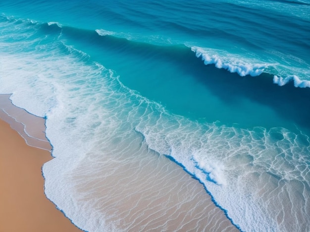 Ein Foto eines Strandes mit Wellen und der Aufschrift „Ozean“.
