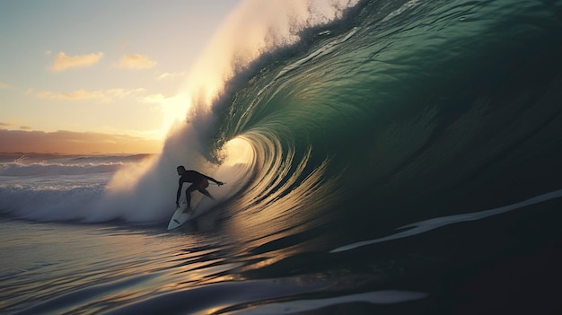 Ein Foto eines Surfers, der an einem weltberühmten Surfspot eine Welle fängt