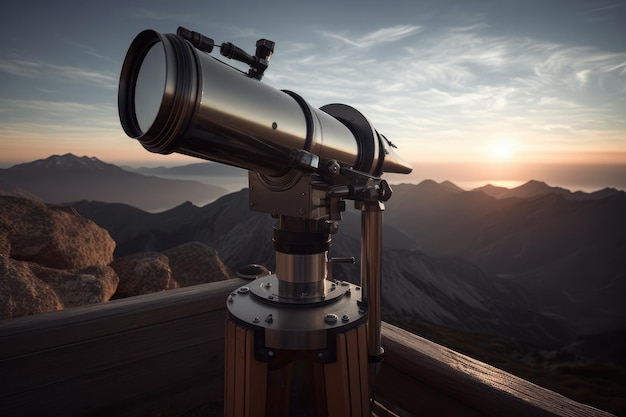 Ein Foto eines Teleskops in einem abgelegenen Observatorium auf einem Berggipfel. Generative KI