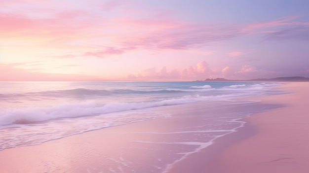 Foto ein foto eines traumhaften pastellfarbenen strandes mit weichem leuchtendem licht