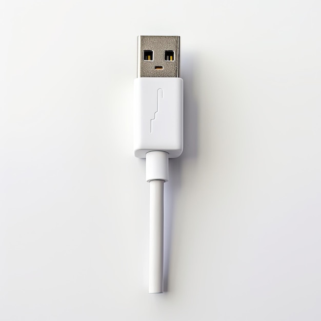 Ein Foto eines USB-Ladegeräts mit realistischem weißem Hintergrund, generiert durch künstliche Intelligenz