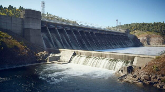 Ein Foto eines Wasserkraftwerks mit Wasseraustritt