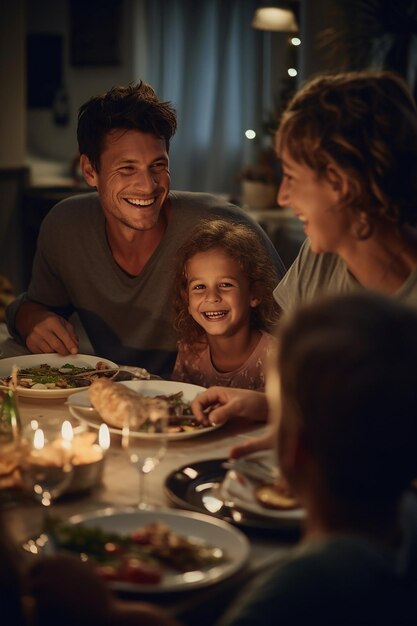 Foto ein foto vom familienessen klare gesichtszüge entspannter und freudiger lernort