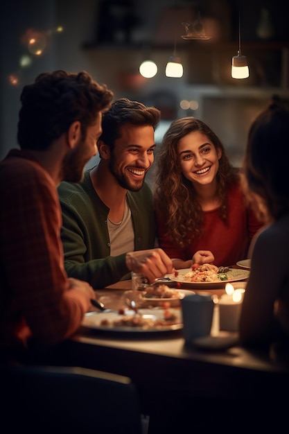 Ein Foto vom Familienessen klare Gesichtszüge entspannter und freudiger Lernort