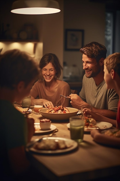 Foto ein foto vom familienessen klare gesichtszüge entspannter und freudiger lernort