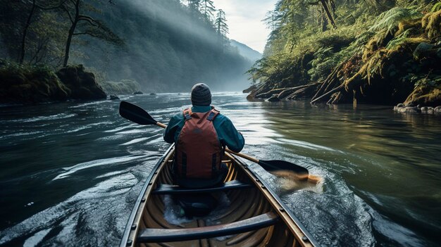 Foto ein foto von adventure canoeing down rivers