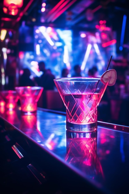 Foto ein foto von cocktails im neon-nachtleben