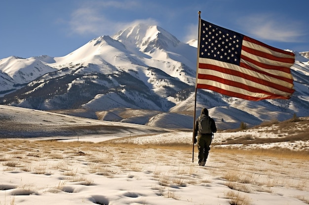 Ein Foto von der amerikanischen Flagge beim Aufstieg der Nationen