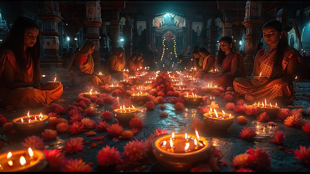 Ein Foto von Diwali mit Lichtern und Festen