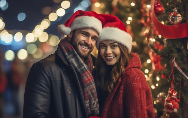 Foto ein foto von einem jungen und einem mädchen, die frohe weihnachten feiern