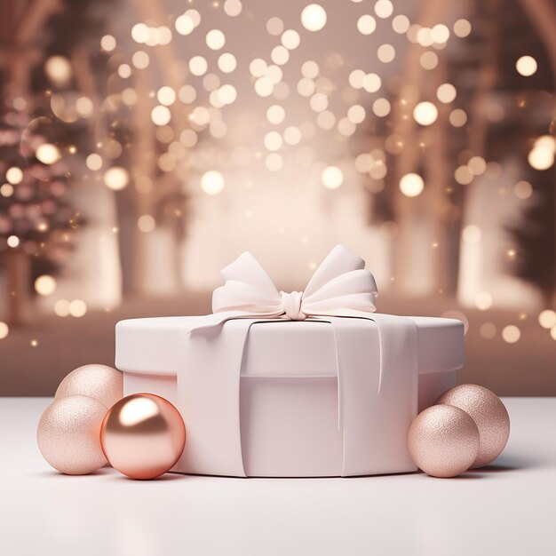 Ein Foto von einem weißen Produkt-Show-Podium auf einem luxuriösen Weihnachts-Hintergrund