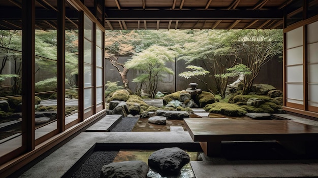 Ein Foto von japanischen Zen-inspirierten Räumen