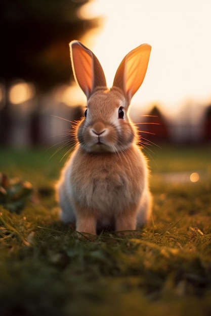 Foto ein foto von niedlichen und bezaubernden kaninchen und hasen