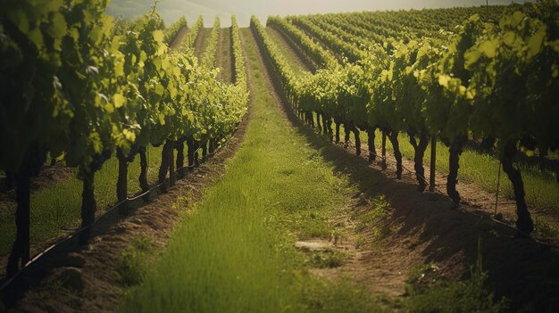 Ein Foto von Reihen von Weinreben in einem Weinberg