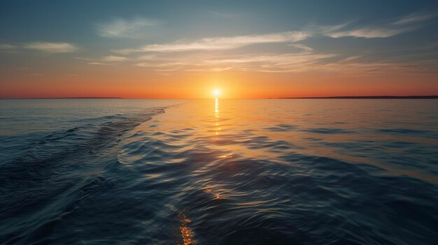 Foto ein foto von sonnenaufgang über einem ruhigen ozean