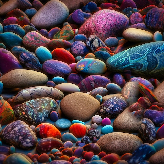 Ein Foto von Steinen und farbigen Perlen im Stil der generativen KI