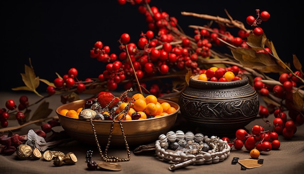 ein Fotoshoot mit Schwerpunkt auf den kleinen Schmuckstücken, die an Martisor befestigt sind