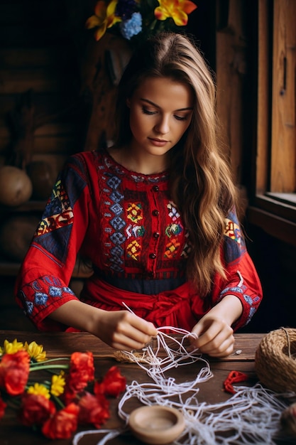 ein Fotoshoot von handgefertigtem Martisor, das gefertigt wird