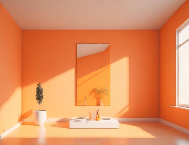 Ein friedlicher orangefarbener Raum im Hintergrund