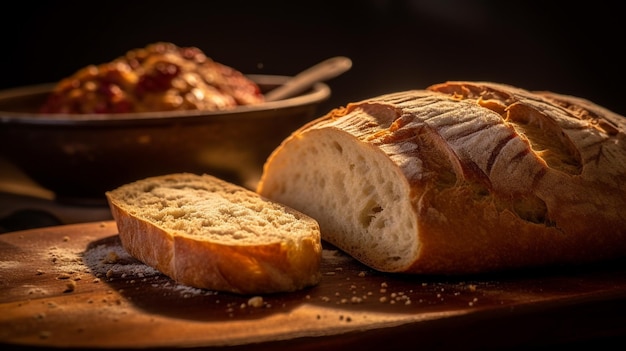 Ein frisch gebackenes Brot im Feuerofen detailliert