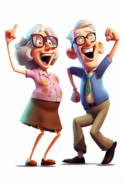 Foto ein fröhliches seniorenpaar tanzt