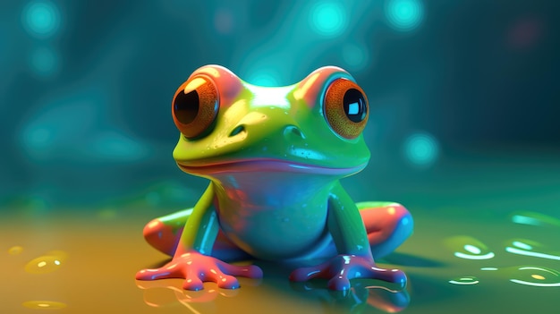 Ein Frosch mit grünem Hintergrund und blauem Hintergrund