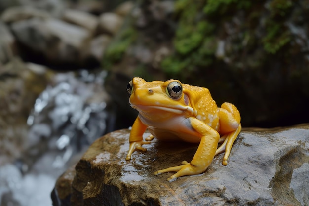 Ein Frosch sitzt auf einem Felsen