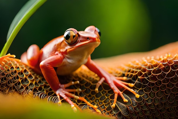 Ein Frosch sitzt wie eine Schlange auf einer Schlange.