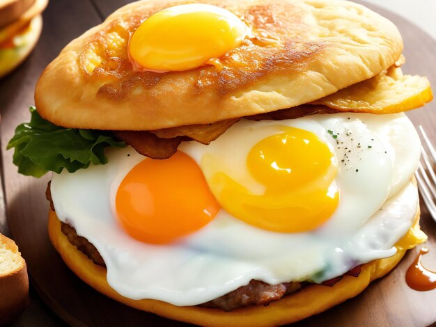 Ein Frühstücks-Sandwich mit einem gebratenen Ei ai erzeugt