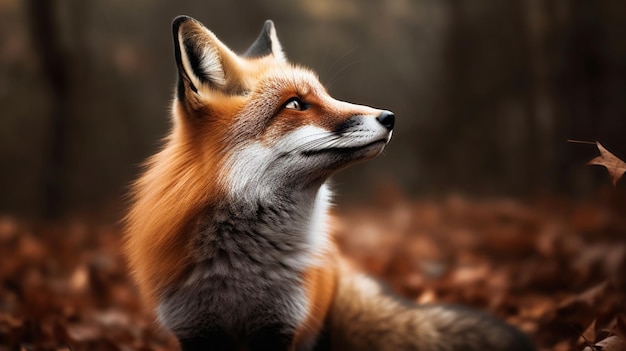 Ein Fuchs mit braunem Hintergrund