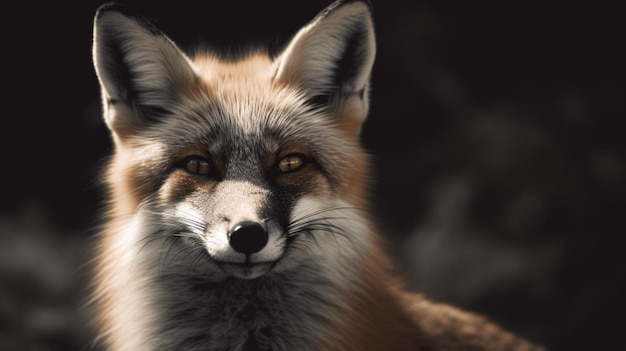 Ein Fuchs mit schwarzem Hintergrund